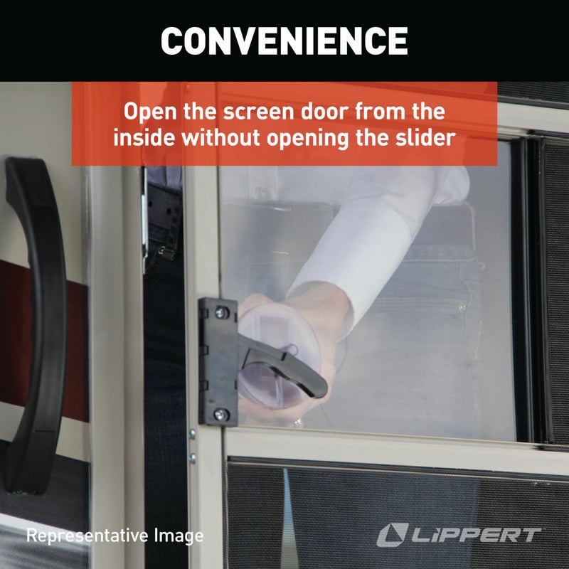 Lippert Components Lippert Replacement RV Screen Door Slider Panel with Push-Down Knob Opener, No Assembly, Easy Installation, Made from Durable Plastic - 239061, White - Image 5